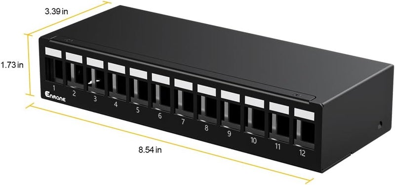 Enmane Patch Panel 12 Port Blank Keystone Patch Panel STP&UTP Compatible with LC/SC/ST/FC/USB/HDMI Keystone Jack for Desk Mount& Wall Mount - Image 4
